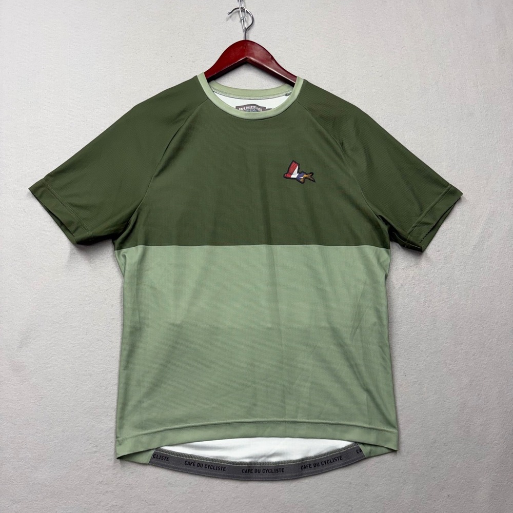 Cafe Du Cycliste Cycling Jersey Mens Large Green Leonie Short Sleeve Pockets